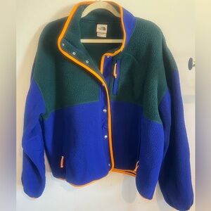 The North Face Cragmont Teddy Fleece Jacket, colorblock, blue green orange XXL